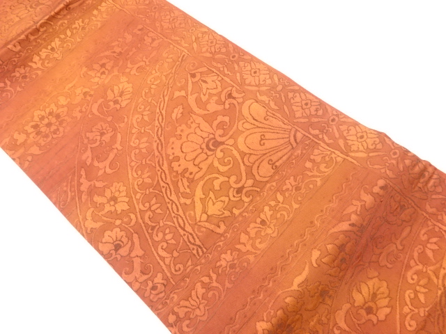 JAPANESE KIMONO / VINTAGE NAGOYA OBI / WOVEN FLOWER ARABESQUE